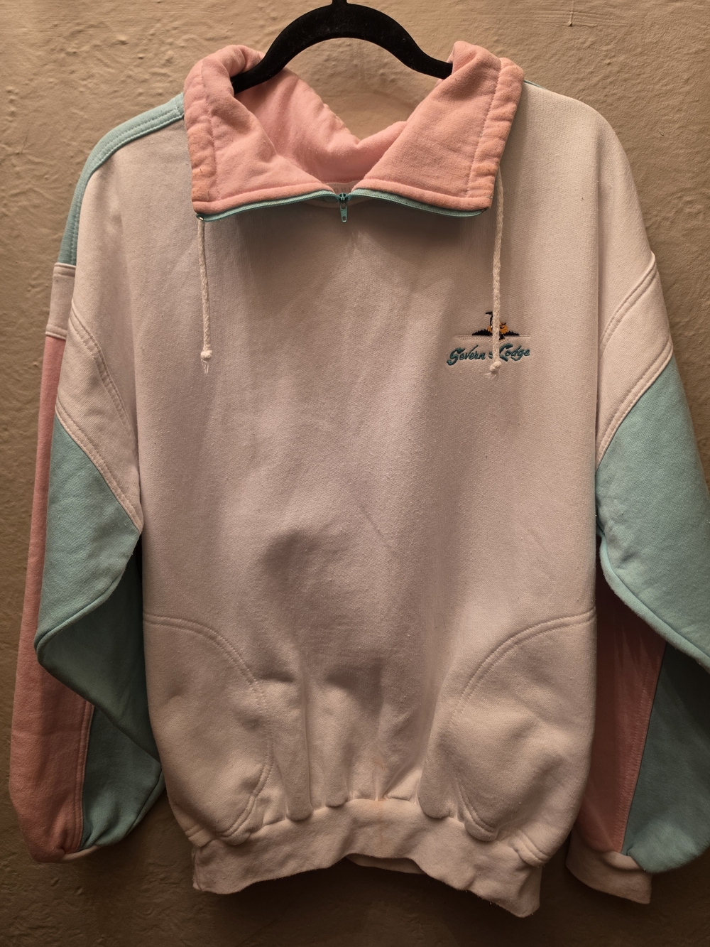 Vintage 90s Severn Lodge Pastel Colorblock Quarter Zip Sweatshirt L Canada